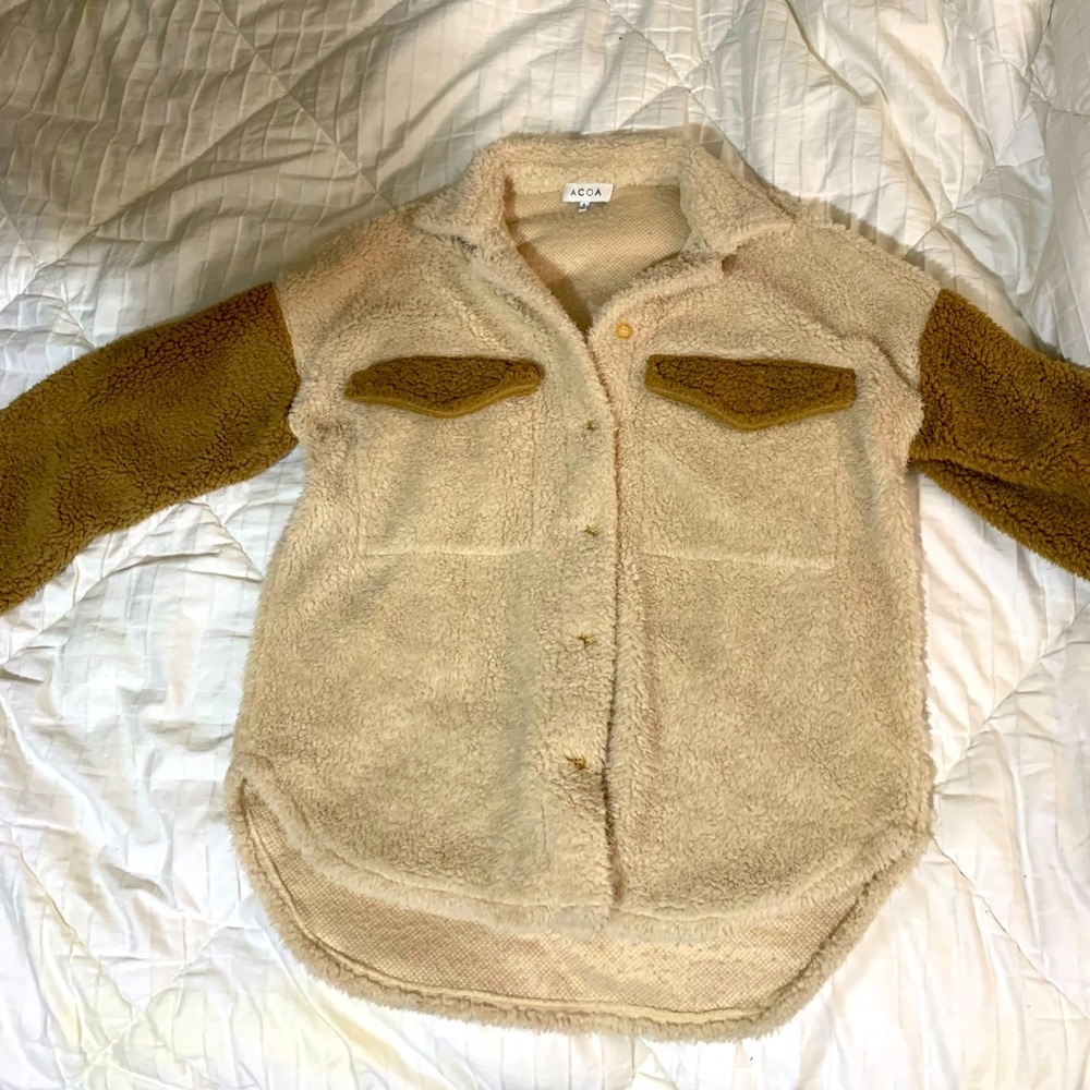 Long sleeve soft furry button up